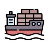 a cargo ship in the ocean with a cargo container vector