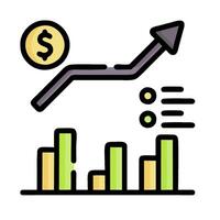 a graph chart with a dollar sign and a bar chart vector