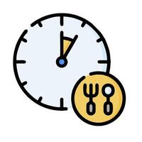 a clock and fork and spoon icon vector