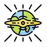 a globe with a plane flying around it vector