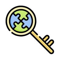 a key with a puzzle piece inside it vector