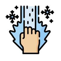 a hand reaching up to a snowflake vector