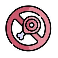 a no meat sign with a chicken in the middle vector