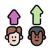 two people with arrows pointing up and down vector
