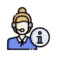 call center agent with headset and i icon vector