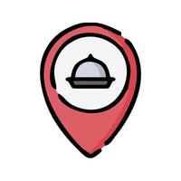 a map pin with a dish on top vector
