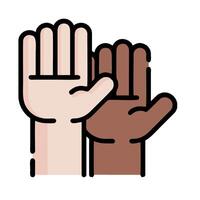 two hands with one hand raised up in the air vector