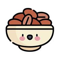 a bowl of nuts with a face on it vector