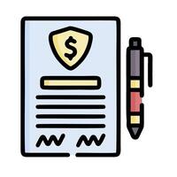 a pen and a document with a dollar sign vector