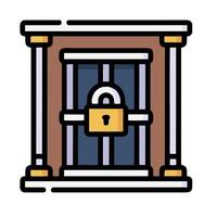 a jail cell with a lock on it vector