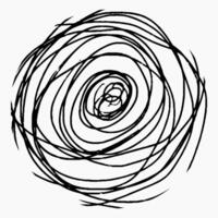 Round element, doodle pattern on white background. Hand drawn circle, crosshatch, circles and spirals, chaotic lines. vector