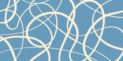 Abstract background pencil hatching on white background. Crosshatch lines in stipple style, doodle curved ink strokes of different thickness on blue. vector