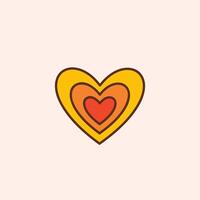Retro groovy heart. Colorful illustration in vintage style. Nostalgic 70s 60s design element or icon vector