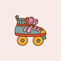 Retro roller skates. Colorful illustration in vintage style. Nostalgic 70s 60s design element or icon vector