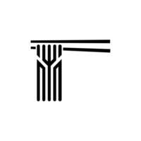 Noodles and fork simple icon. High quality black style icons. vector