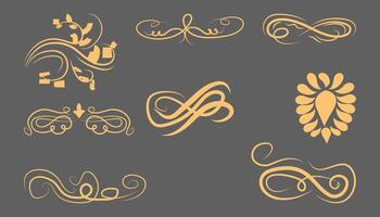 a set of decorative elements on a gray background vector