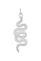 Linear snake illustration. Symbol of 2025 year. Abstract outline reptile. Bohemian fauna. Ethnic symbol. Line art icons, doodles. Coloring page. vector