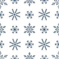 Outline snowflakes falling seamless pattern. Snow and snowfall. Winter holidays. Cozy season. Christmas and New year. Abstract background, digital paper, wrapping paper. vector