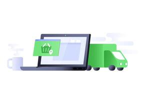 Concept of e-commerce. Online shopping and delivery concept. vector