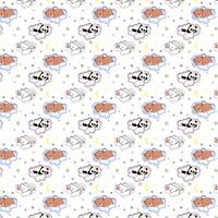 seamless pattern sleeping animals on the clouds vector
