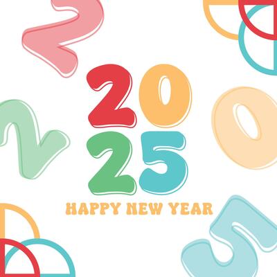 Happy new year 2025 design number colorful creative idea on white background