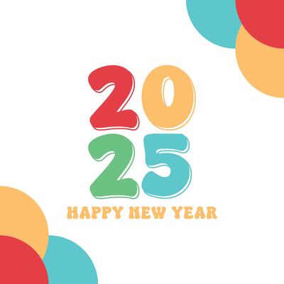 Happy new year 2025 design colorful concept idea on white background