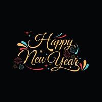 happy new year text letter design concept idea with firework vector