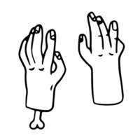 Zombie hands with a bone. graphics on a white background, Halloween theme, monsters. Horror vector