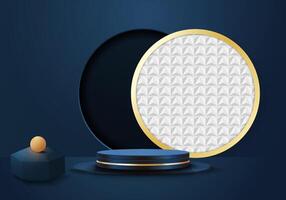 3d podium design. Minimal scene and a round stage for product display and advertising. vector