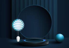 3d podium design. Minimal scene and a round stage for product display and advertising. vector