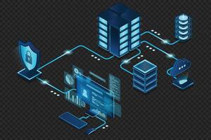 VPN protection with a shield. Virtual private network security technology concept. Cyber security. illustration vector