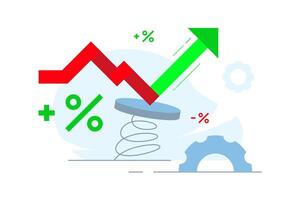 Business Turnaround Strategy. Economic Recovery and Growth After Downturn concept illustration flat design. simple modern graphic element for landing page ui, infographic, icon vector