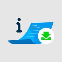 data, document, file, poster, flyer, Product and Service Fact Sheet or Key Information Document KID download button concept illustration flat design icon vector
