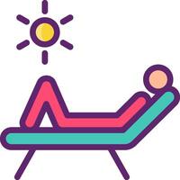 A person laying in a chair with a sun shining on them vector