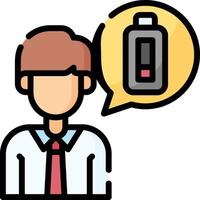 A man with a battery in his hand and a speech bubble vector