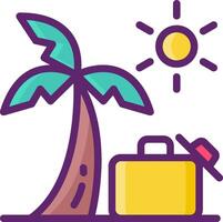 A suitcase and a palm tree with a sun vector