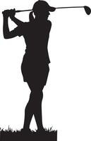 A Woman Golf Player silhouette isolated white background vector
