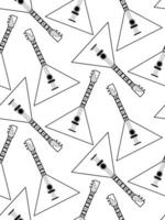 Folk musical instruments, stringed musical instrument, balalaika, all objects are hand drawn in . Seamless pattern. Suitable for printing on fabric, paper, for poster design vector