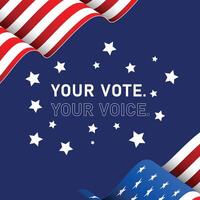 Vote sticker with us American flag, Voting sticker with I voted slogan and us American flag. vector