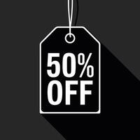 Modern Black Friday Hanging Tag, 50 Percent Discount Display on a Dark Background vector