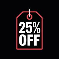 Hanging Black Friday Sale Tag 25 Percent Off Label on a Dark Background vector