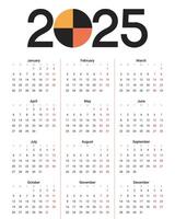 Chic 2025 Calendar Layout, Featuring a Clean and Elegant Design vector