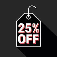 Stylish Black Friday Sale Tag 25 percent Off Hanging Label Displayed on a Dark Background vector