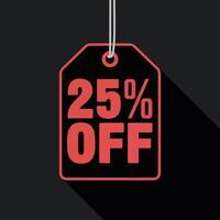 Elegant Black Friday Hanging Label, 25 Percent Off Discount Tag on Dark Background vector