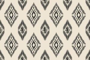 Seamless ikat pattern with black diamond geometric patterns on a cream background. Suitable for printing fabric, wallpaper, fashion and home decoration in traditional ethnic style. vector