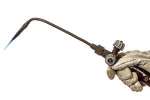 Flame of welding torch, isolated on white background photo