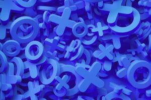 Blue background composed of game control keys of a joystick. 3d rendering photo