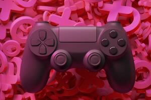 Game joystick on pink background x, zero, cross. 3d rendering photo