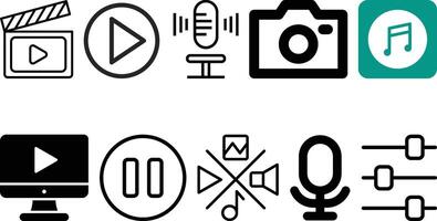 Multimedia icon set collection design vector