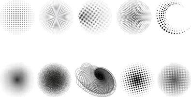 Halftone dotted circle set collection design vector